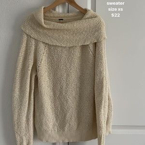 free people off the shoulder cream sweater